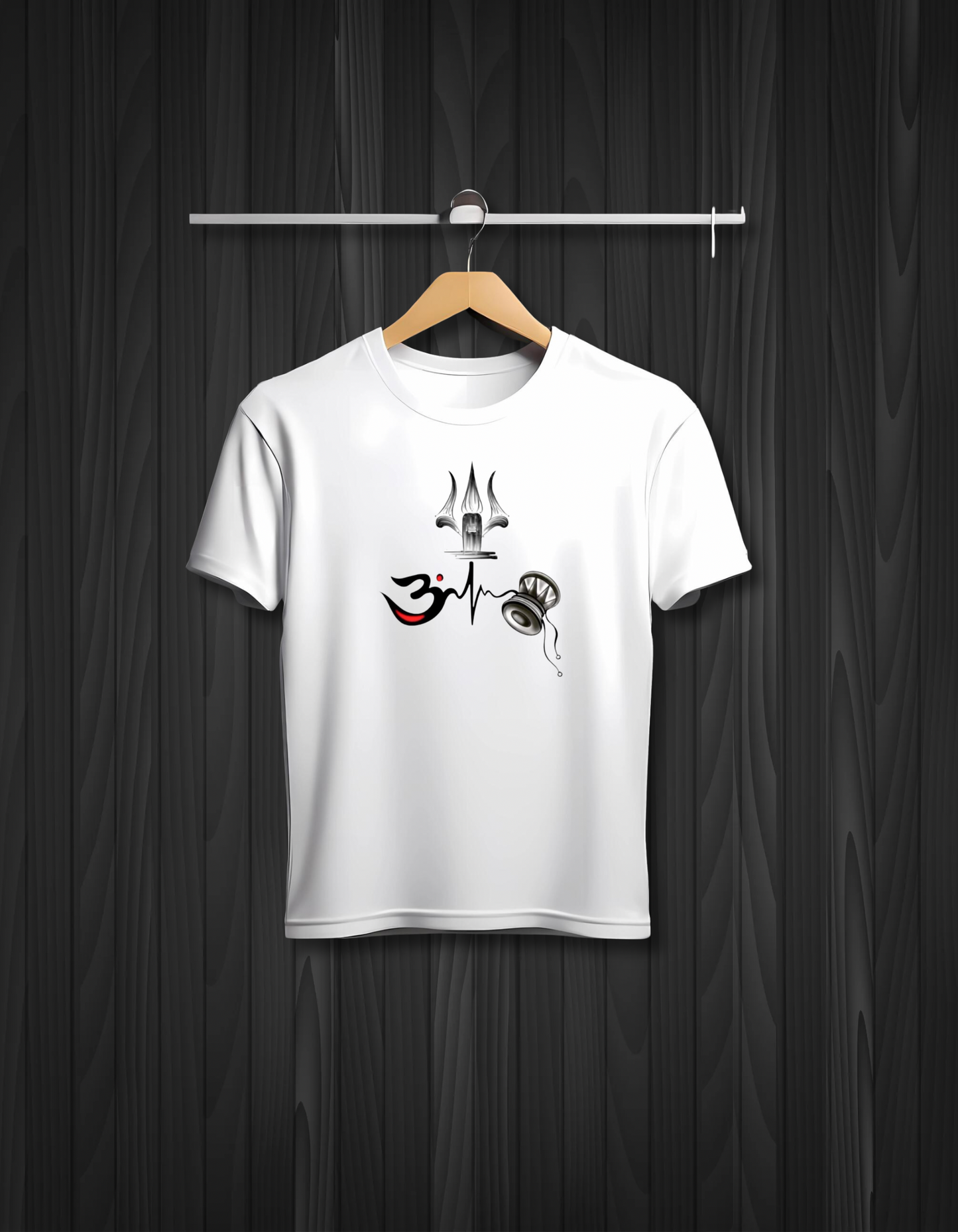 Trishul Om Damru White T-Shirt – Devotional Vibes for the Spiritual Soul