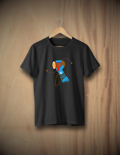 Black Mahadev Damru Black T-Shirt – Fierce, Focused & Fearless